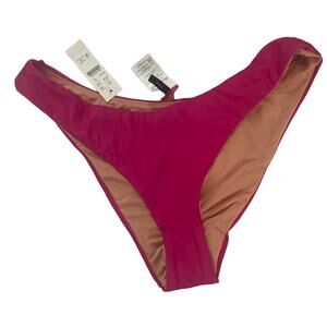 J‎ Crew Hot Pink Mid Rise Cheeky Coverage Bikini Swim Bottom Size Medium NWT
